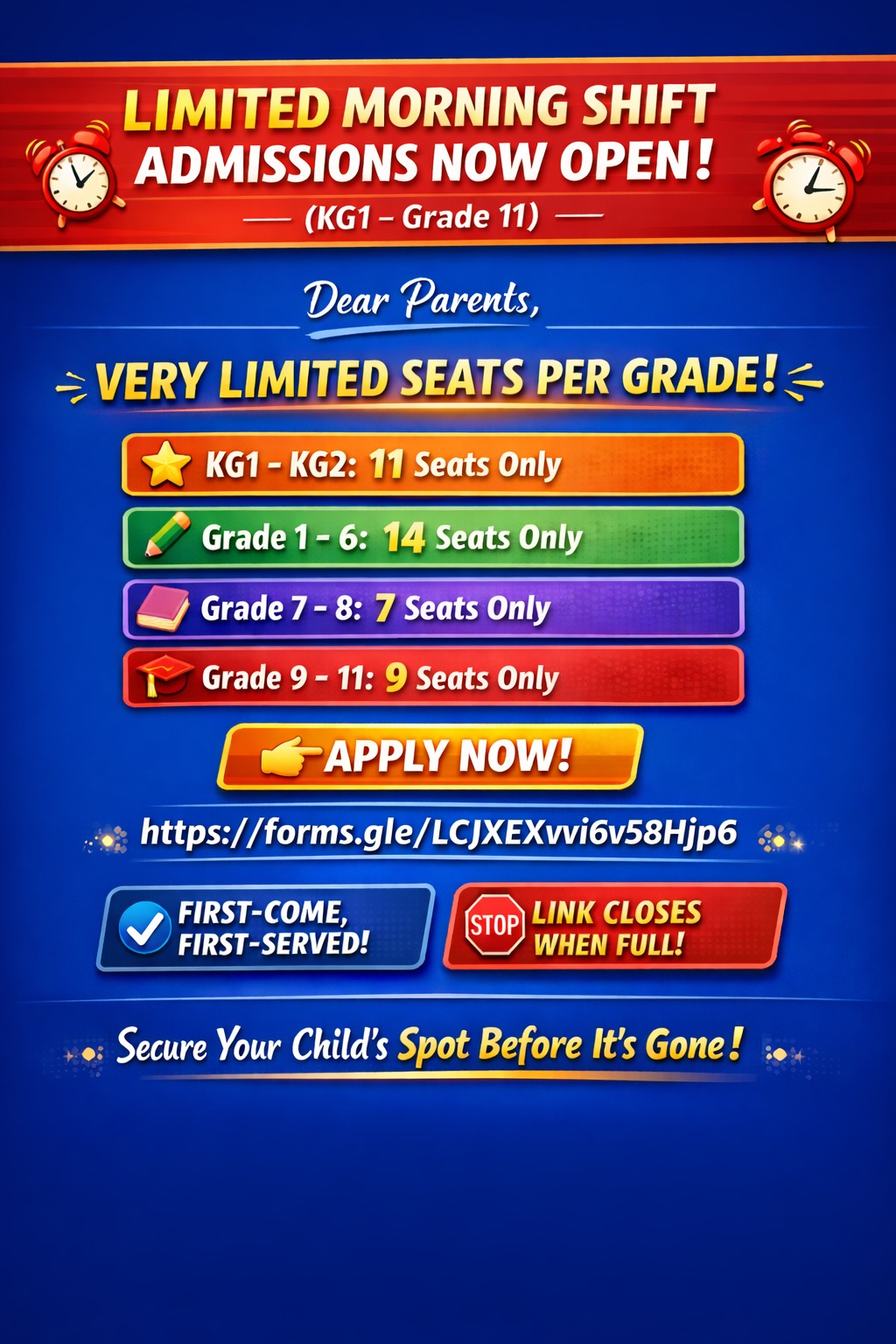 Morning Shift Admissions